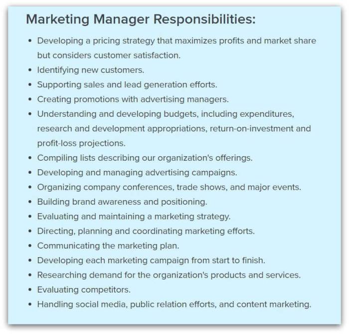 Marketing manager job description